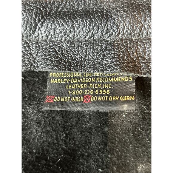 Harley Davidson Black Leather Men's Biker Chaps 98480-97VM Medium Logo snaps EUC - Picture 10 of 14